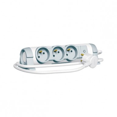 Bloc multiprises 3 prises x 2 pôles terre avec voyant 1.5 m cordon