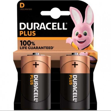 Piles D LR20 Duracell Plus 1.5V alcaline